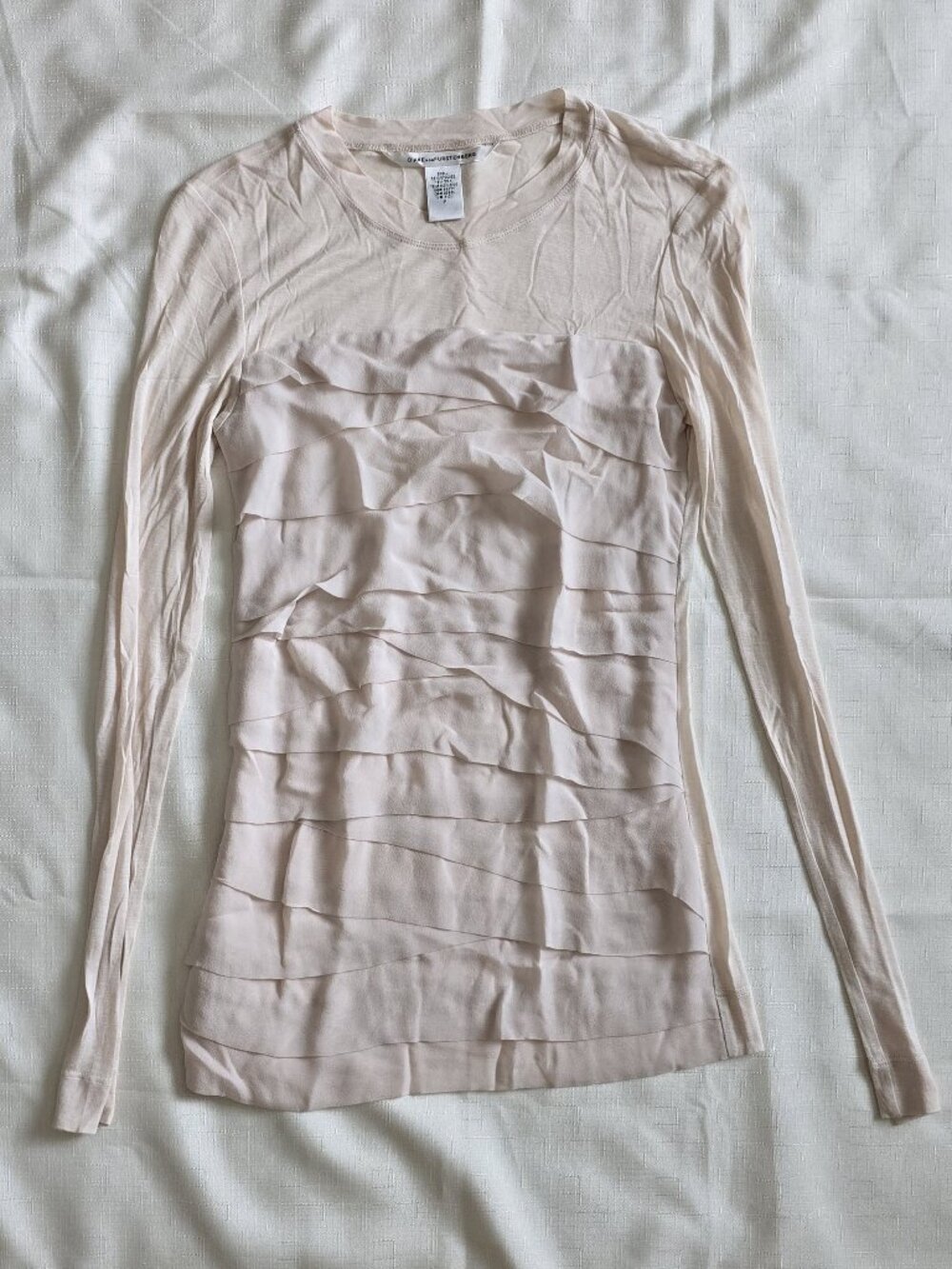 Diane Von Furstenberg Ruffle Top Petite Silk Trim Cream Nude